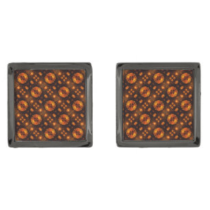 Gold Modern Boho Elegant Abstract Art Pattern #507 Cufflinks