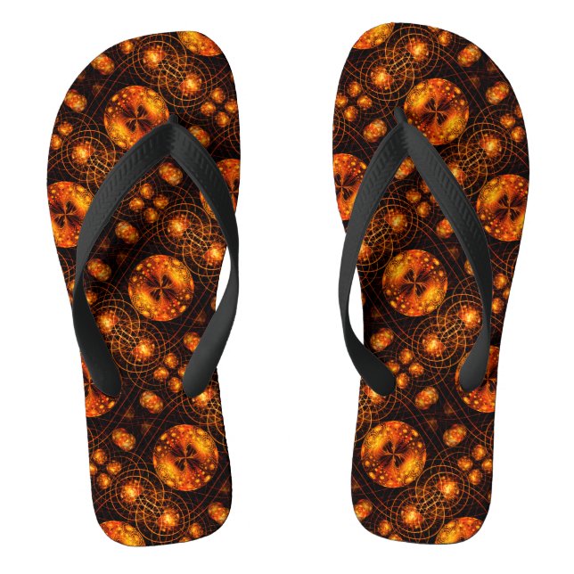 Gold Modern Boho Elegant Abstract Art Pattern #507 Flip Flops (Footbed)