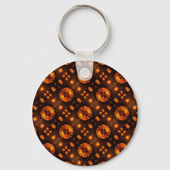 Gold Modern Boho Elegant Abstract Art Pattern #507 Keychain (Front)