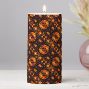 Gold Modern Boho Elegant Abstract Art Pattern #507 Pillar Candle