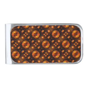 Gold Modern Boho Elegant Abstract Art Pattern #507 Silver Finish Money Clip