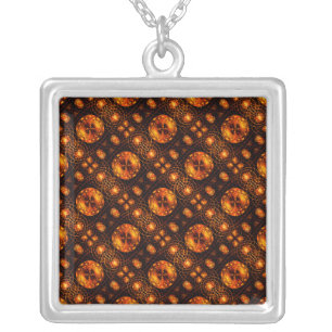 Gold Modern Boho Elegant Abstract Art Pattern #507 Silver Plated Necklace