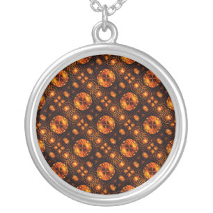 Gold Modern Boho Elegant Abstract Art Pattern #507 Silver Plated Necklace
