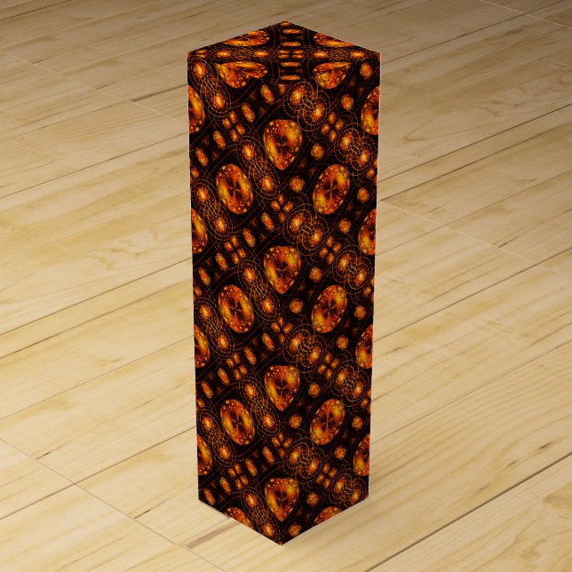 Gold Modern Boho Elegant Abstract Art Pattern #507 Wine Box (Front)