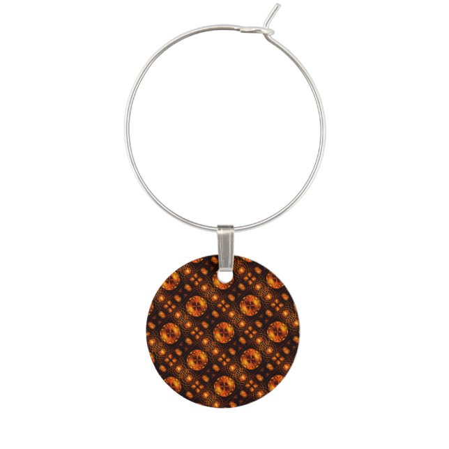 Gold Modern Boho Elegant Abstract Art Pattern #507 Wine Charm (Front)