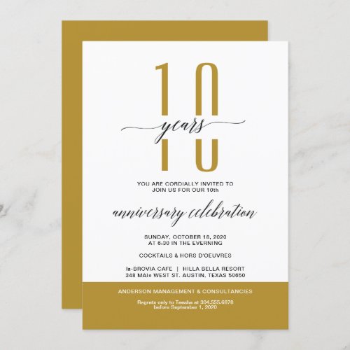 GOLD Modern Business Anniversary Party Invites