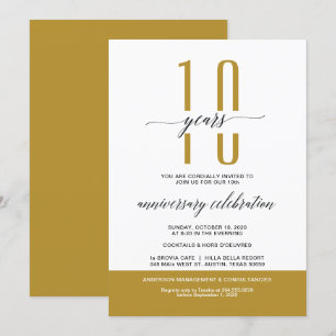 GOLD Modern Business Anniversary Party Invites