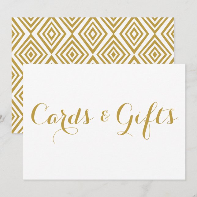 Gold Modern Calligraphy Cards & Gifts Wedding Sign (Front/Back)