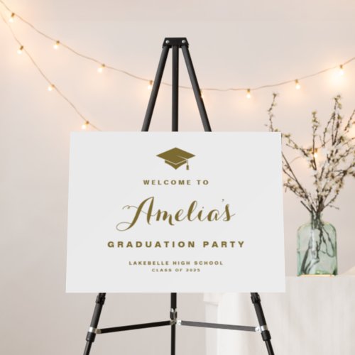 Gold Modern Calligraphy Graduation Welcome Foam Board