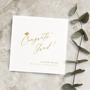 Gold Modern Calligraphy Simple Congrats Graduate Napkins