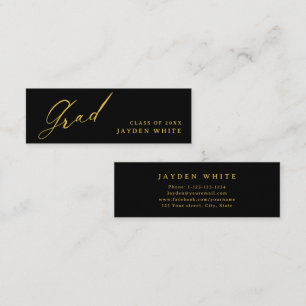 Gold Modern Calligraphy Simple Grad Name Card