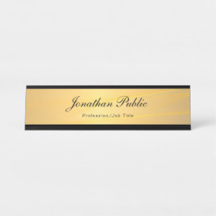 Gold Modern Calligraphy Text Name Template Elegant Desk Name Plate