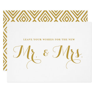 Gold Modern Calligraphy Wishes for Mr. & Mrs. Sign Invitation