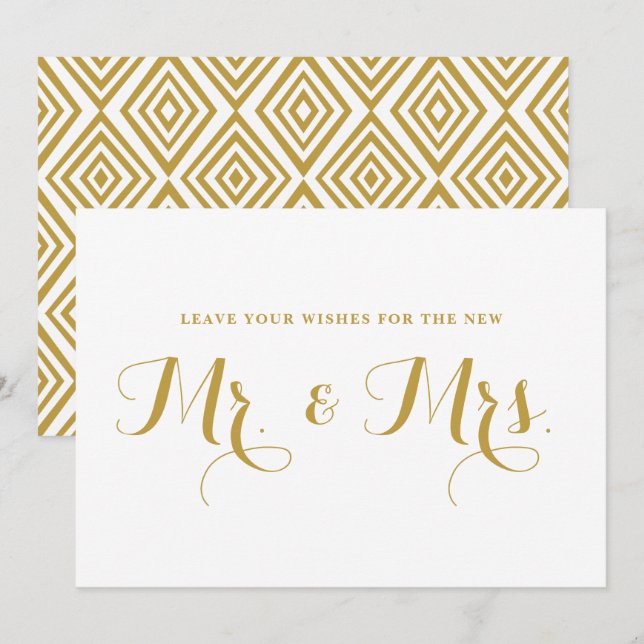 Gold Modern Calligraphy Wishes for Mr. & Mrs. Sign Invitation (Front/Back)