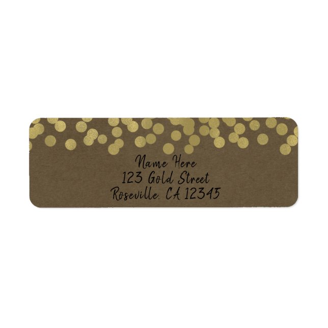 Gold Modern Chic Rustic Kraft Chic Wedding Label (Front)