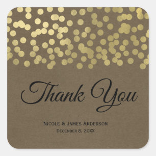 Gold Modern Chic Rustic Kraft Chic Wedding Square Sticker