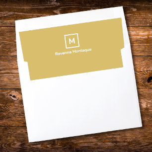 Gold Modern Chic Trendy Monogram Name Envelope Liner