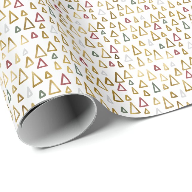 Gold Modern Christmas Tiny Trees Gift Wrapping Paper (Roll Corner)