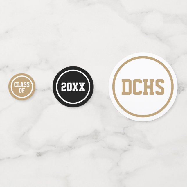 Gold Modern Circles Photo Graduation Confetti (Fronts)