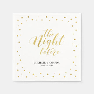 Gold Modern Confetti Wedding Rehearsal Dinner Napkins