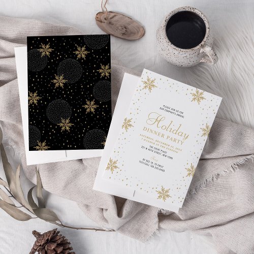 Gold Modern Corporate Holiday Dinner Party Invitation