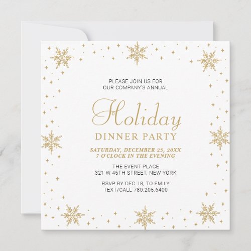 Gold Modern Corporate Holiday Dinner Party Invitation