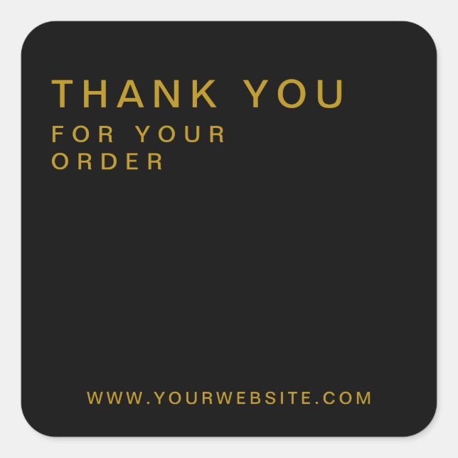 Gold Modern Custom Business Thank You Square Sticker (Front)