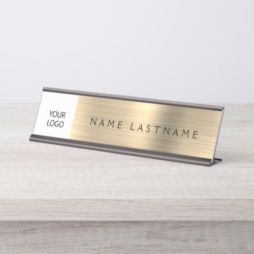 Gold Modern Custom Logo Executive Professional Desk Name Plate