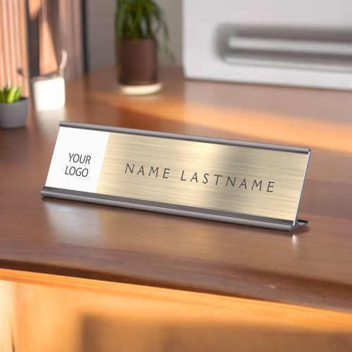 Gold Modern Custom Logo Executive Professional Desk Name Plate