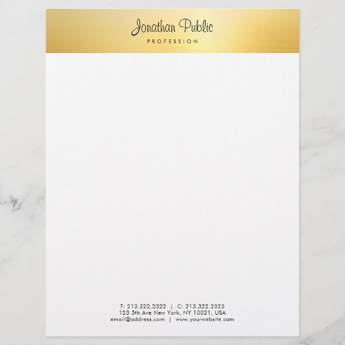 Gold Modern Elegant Calligraphed Name Template Letterhead