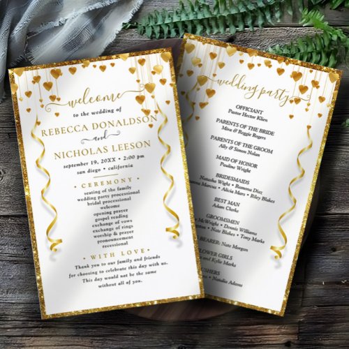 Gold Modern Elegant Calligraphy Wedding Program