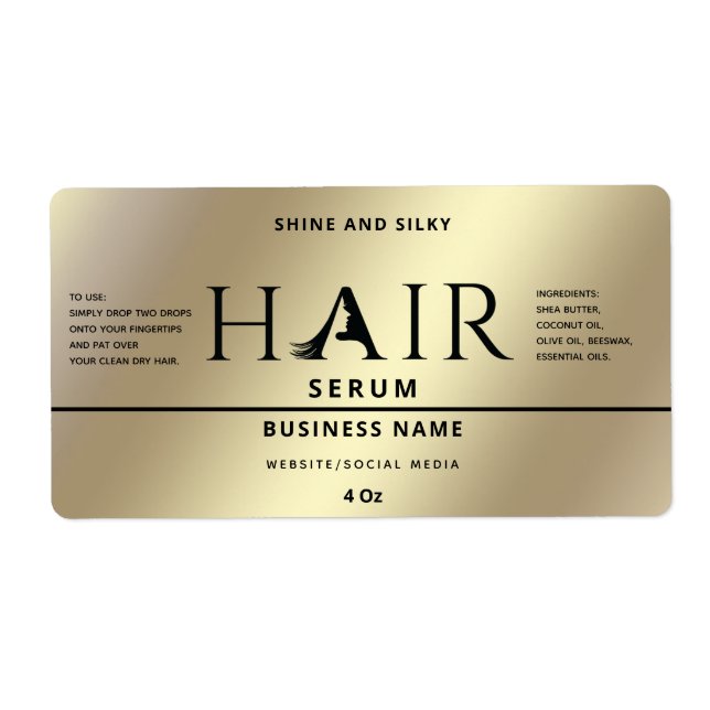 Gold Modern elegant  hair serum label (Front)