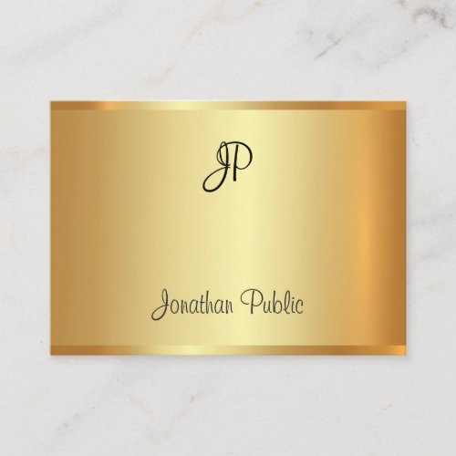 Gold Modern Elegant Handwritten Monogram Script Business Card