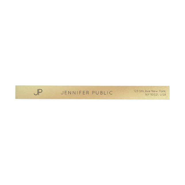 Gold Modern Elegant Monogram Template Chic Slim Wrap Around Label (Individual)