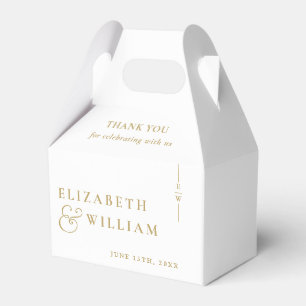 Gold Modern Elegant Monogram Wedding Thank You  Favor Boxes