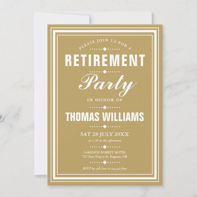 Gold Modern Elegant Retirement Party Invitation (Front)