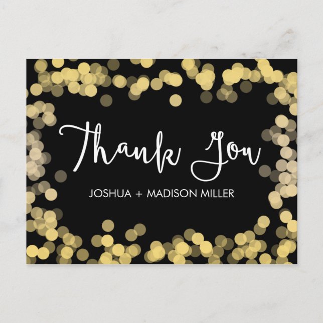 Gold Modern Elegant Wedding Thank You Postcard (Front)