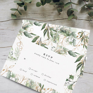 Gold Modern Eucalyptus Modern Greenery Moss RSVP Card