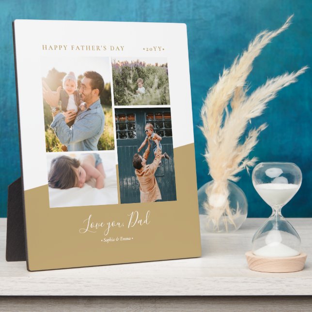Gold Modern Father's day gift Photo Collage Plaque (Side)