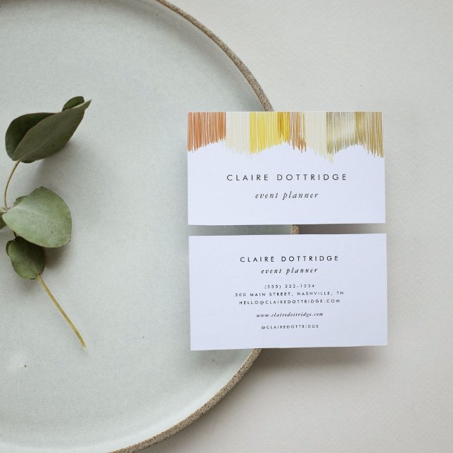 Gold Modern Fringe Business Card (Golden yellow Modern Fringe business card.)