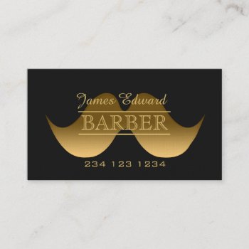 Gold Modern Gentleman Mustache Barber Men Salon Business Card by 911business at Zazzle