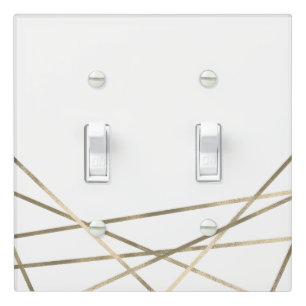 Gold Modern Geometric Lines Custom Glam Decor Light Switch Cover