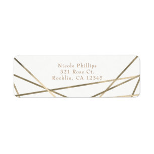 Gold Modern Geometric Lines Glam Party Invitation Label