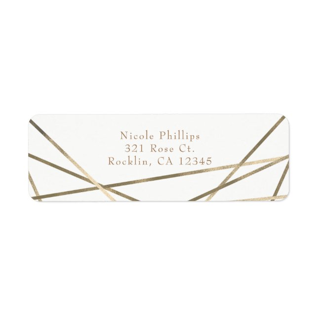 Gold Modern Geometric Lines Glam Party Invitation Label (Front)