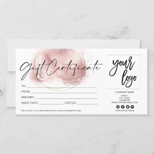 gold  modern gift card certificate add logo