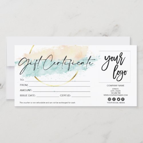 gold  modern gift card certificate add logo