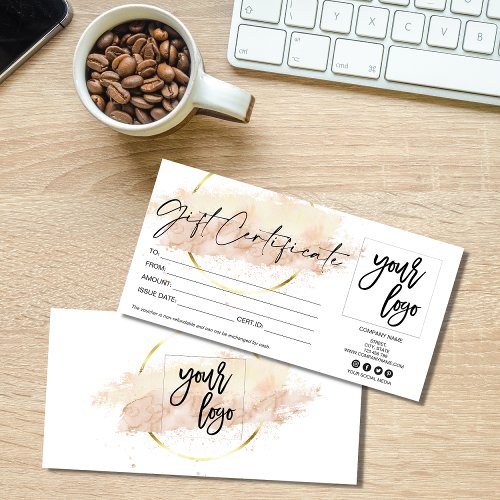 gold  modern gift card certificate add logo