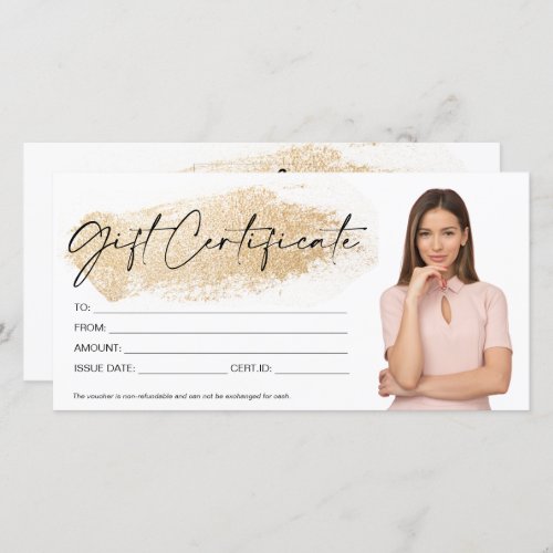 gold  modern gift card certificate add logo photo