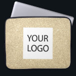 Gold Modern Glitter - Custom Logo Promotional Laptop Sleeve<br><div class="desc">Gold Modern and Professional Faux Glitter and Sparkle Elegant Custom Logo Promotional Corporate Laptop Bag or Sleeve Promotional Case for a Beauty Industry Gift. This case can be customized to include your company or business logo.</div>