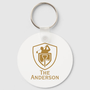 Gold Modern Golf Keychain